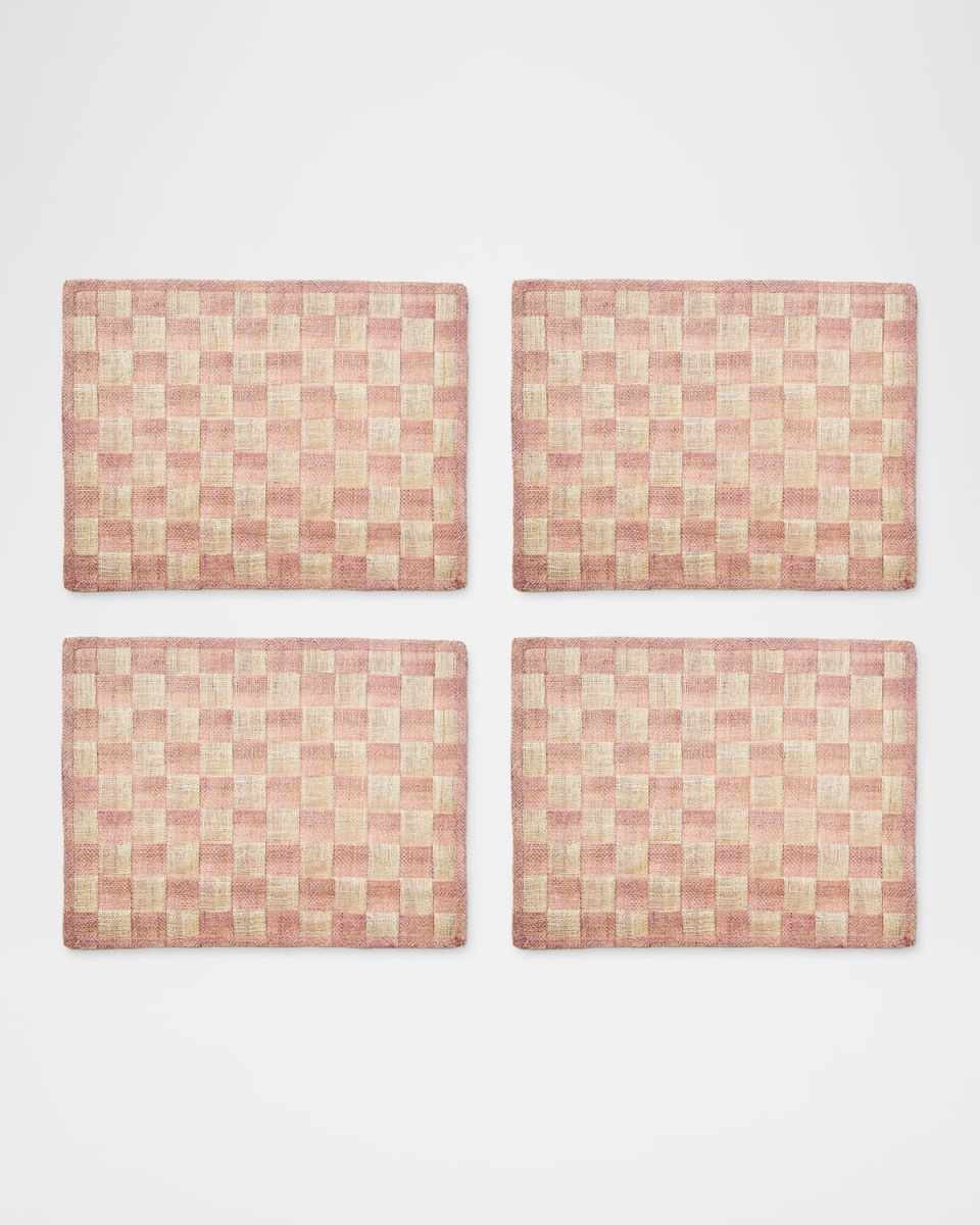 Pink Check Sinamay Placemats, Set of 4